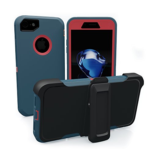 iPhone 7 Case, iPhone 8 Case, ToughBox [Armor Series] [Shock Proof] [Teal | Hot Pink] for Apple iPhone 7/8 Case [Built in Screen Protector] [Holster & Belt Clip] [Fits OtterBox Defender Belt Clip]