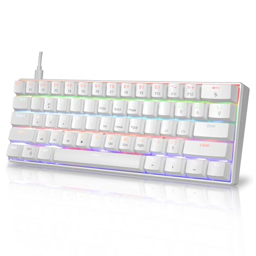 HUO JI CK608 60% Mechanical Keyboard, Red Switches Mechanical Gaming Keyboard Wired with LED Backlit, Ultra-Compact 60 Percent Computer Keyboard for Windows