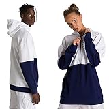 Doublé en maille. ARENA Hooded Half Zip Sweatshirt à Capuche Mixte, Blanc/Bleu Marine, XS
