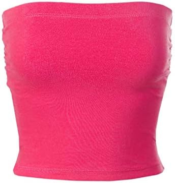 MixMatchyWomen's Casual Summer Ruched Side Backless Double Layered Tube Top with Built in Shelf Bra