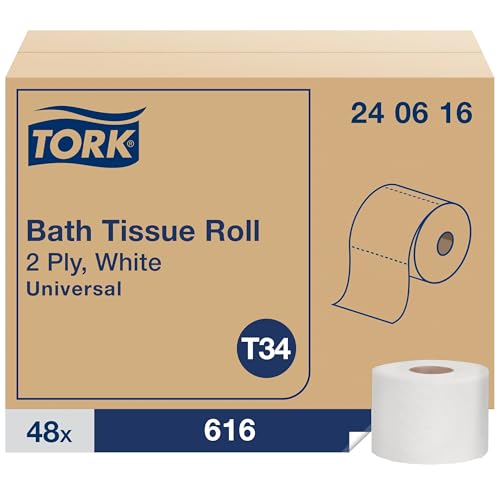 Tork Toilet Paper Roll White T34, Universal, 2-ply, 48 x 616 sheets, 240616 - image 2