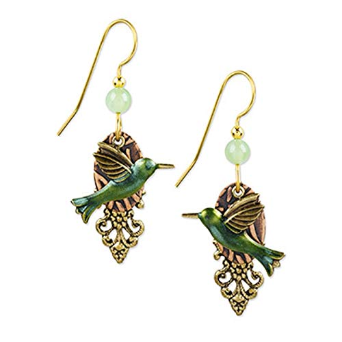 Silver Forest Earrings - Hummingbird Flight Green #TOP19