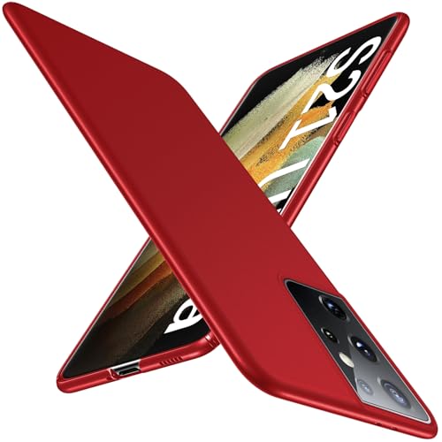 Coque Samsung S21 Ultra rigide et robuste en finition matte rouge premium pour votre smartphone