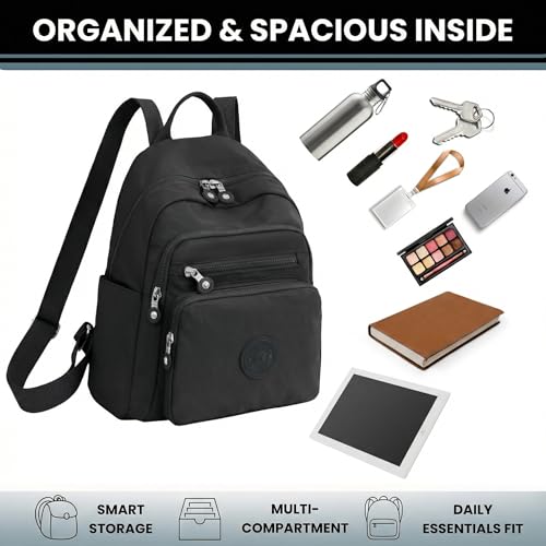 Image of TS WITH TECHSUN Stylish Lightweight Water Resistant Backpack for Women Girls | Anti-Theft Adjustable Shoulder Strap Bag | Multipocket Daypack for Travel, Shopping, Office, Outdoor, Work