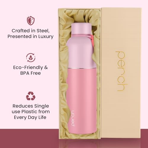 Image of Perch Zenith ISI Certified Hot & Cold Steel Water Bottle 1L | Vacuum Insulated Flask | BPA-Free Leakproof Bottle for Office, School & Gym |Gift Box|Birthday, Anniversary & Corporate Gift |Baby Pink