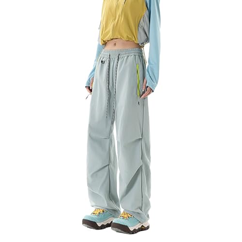 Pantalon de randonnée cargo femme parachute ample anti-perte à poches zippées