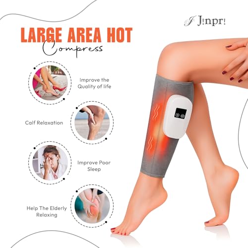 Image of JINPRIAir Compression Leg Massager with Heat - Cordless Calf for Circulation & Pain Relief Foot Therapy Machine Relaxing Men Women Shiatsu Kneading Massage (2)