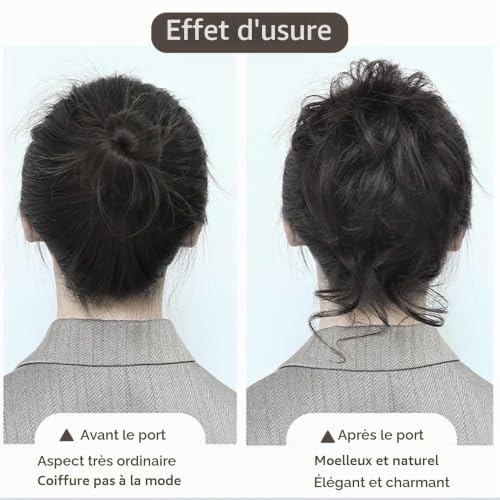 RPAEOY 2 Pièces Chignon Postiche Cheveux Elastique Postiches Bouclés Ondulés Chouchou Cheveux Naturel Faux Grande Chignon pour Femmes Fille (Doré) – vue 5