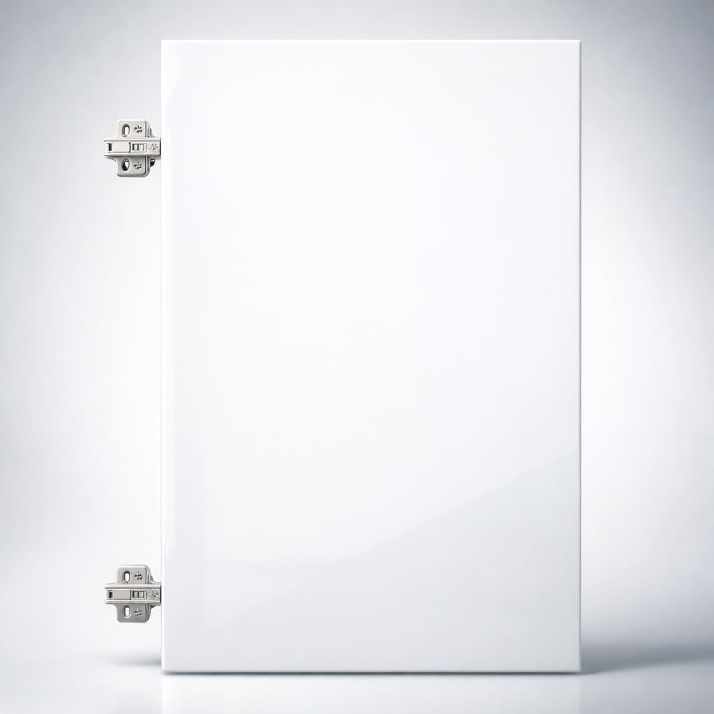 Home Treats Replacement Kitchen Door White Kitchen Cabinet Doors Slab High Gloss Finger Pull Handle Cabinet Door (47.7cm Width)