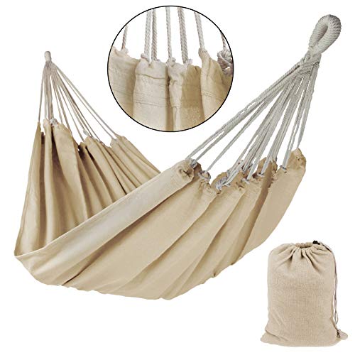 BB Sport Hängematte XL 220 x 170 cm max. Belastbarkeit 250 kg Tragetasche 1-2 Personen Camping Garten Balkon Terasse Wetterfest, Farbe:Beach – Bild 3