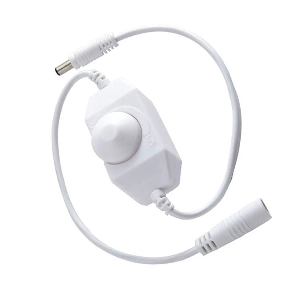 SOLDOUT LED Dimmer 12V 2A 24W Knob LED Dimmer Inline Dimming Switch ON OFF for Single Color LED Strip Light (White)