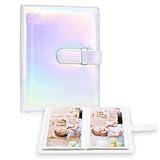 Fotoalbum 10x15 Fotos - 68 Taschen kleine Mini-Kapazität Premium Vegan Leder Cover, tragbare Brieftasche Fotoalbum für Jungen Mädchen Geburtstag Hochzeit (Magisches Silber)