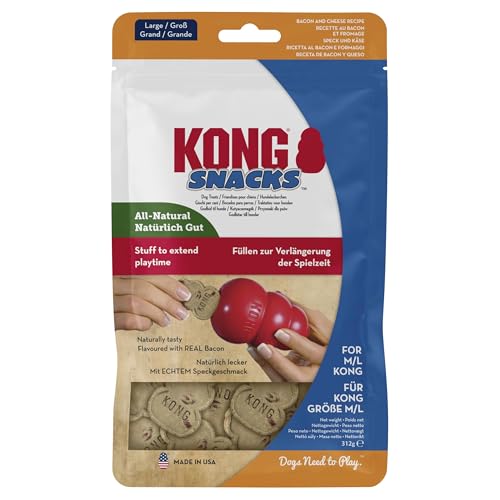 KONG Snacks - All Natural Dog Biscuit Treats - Bacon & Cheese Flavour, For Large KONG Toys