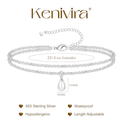 Image of Kenivira Sterling Silver Ankle Bracelets for Women,Gold Dainty Layered Waterproof Anklet for Women, Anklet Set Stackable Beach Gift Adjustable Size