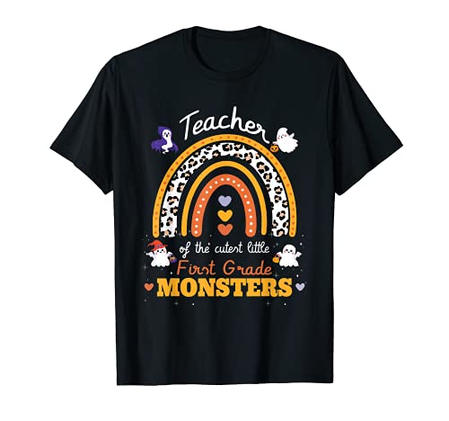 Rainbow Leopard teacher of The Cutest 1st grade monsters T-Shirt
