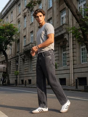 Image of Urbano Fashion Men's Relaxed Fit Washed Denim Jeans Non-Stretchable