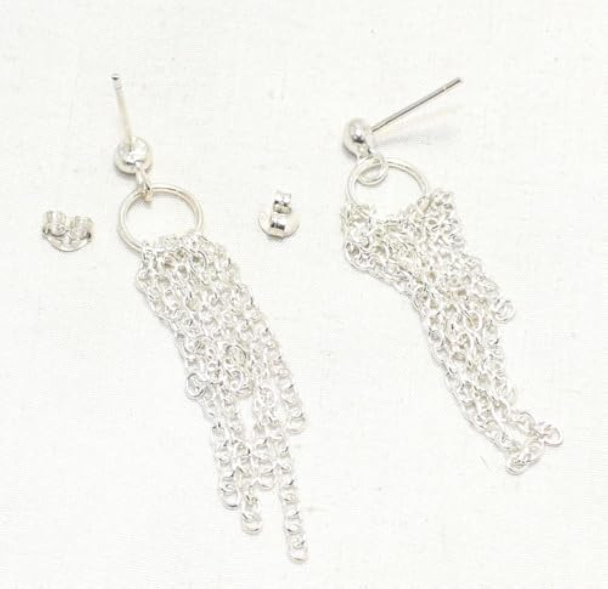 Designer 925 Sterling Silver Link Design Dangle Earrings