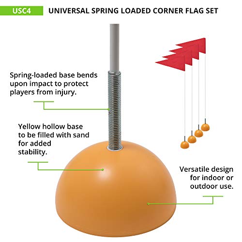 Champion Sports Indoor/Outdoor Spring Loaded Soccer Corner Flags Multi, 60"H X 1/2" Set Of 4 #TOP2