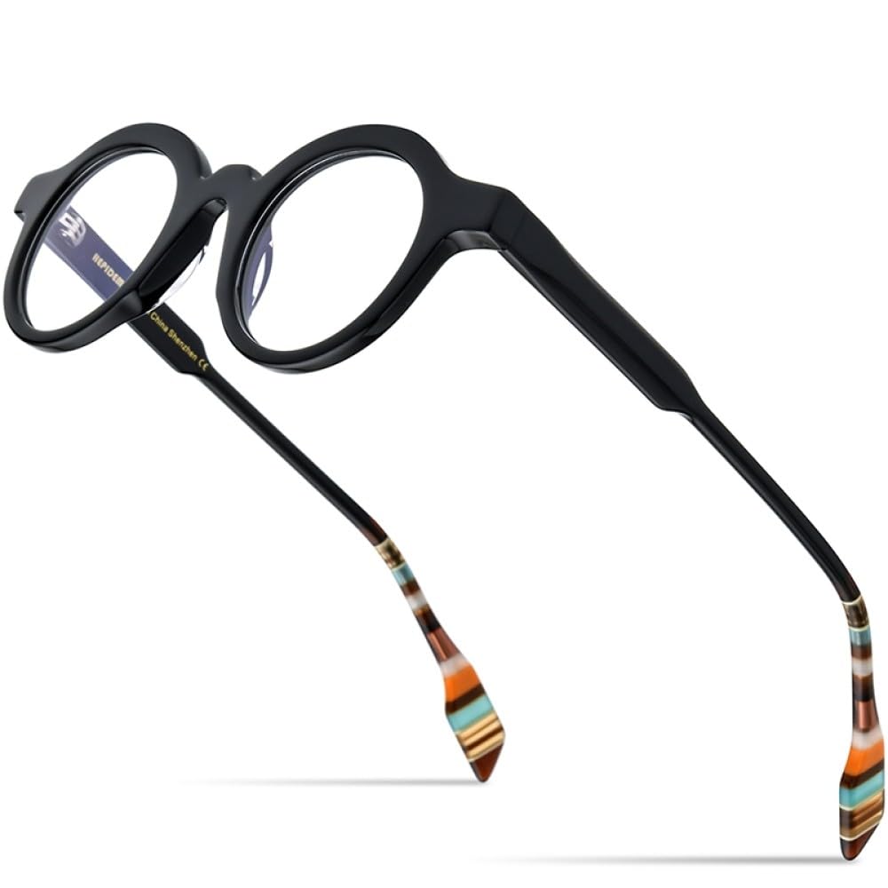 MUTYNE Mehrfarbige Acetat-Brillengestelle für Herren, Retro, kleine runde Brillen, Damenbrillen