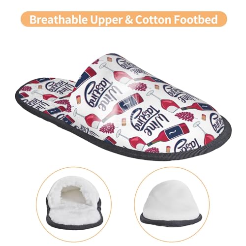 Red Wine Glass Bottle Print House Slippers For Women And Men,Soft Slippers With Memory Foam,Non-Slip Indoor Home Shoes3