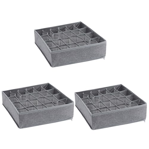 折りたたみ収納ボックス 3 個パック 24 グリッド下着オーガナイザー引き出し食器棚引き出しディバイダーパンティー靴下とネクタイ食器棚引き出しディバイダー
