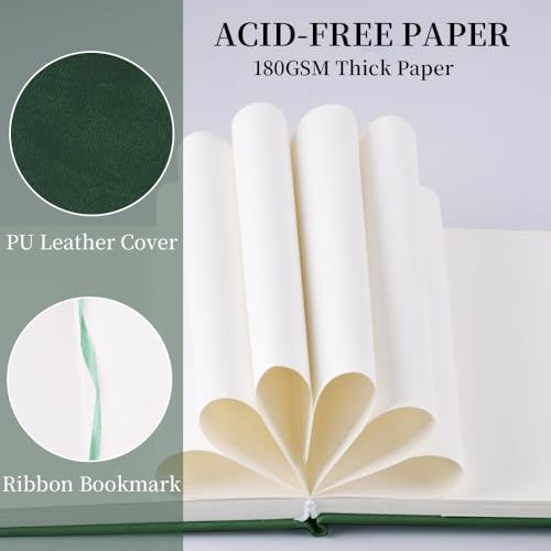 Image of 5.7x4.1in Hardcover Blank Sketchbook for Drawing 180gsm 96Pages,Dark Green