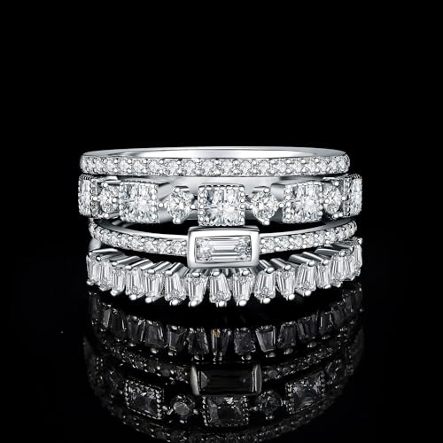 Jewelrypalace AR46939908 Princess Emerald Cut Cz Stackable Wedding Ring Eternity Bands thumb #3