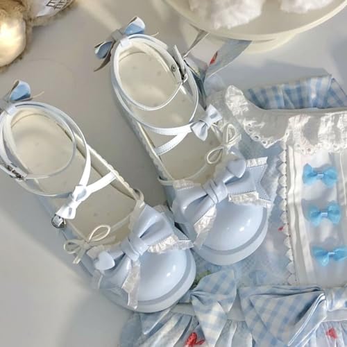 Women's Bow Mary Jane Shoes Thick Platform Sole Cross Ankle Strap Cute Lolita Style Shoes for Cosplay Kawaii Fashion3