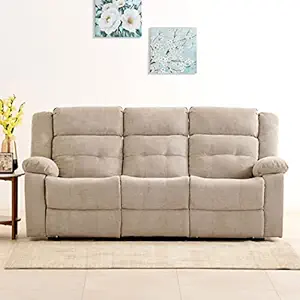 Home Centre Helios Zurich Fabric 3-Seater Manual Recliner - Beige