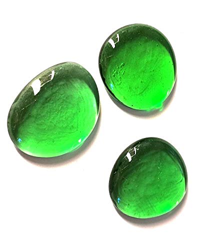 mesbilles - 250 GR Vert Loupe 14 Billes Plates - Galet en Verre 30 mm Cailloux en Verre décoratifs