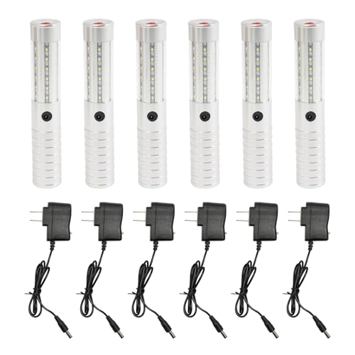 6 Pcs LED Strobe Baton Lights, Rechargeable LED Bottle Service Light Reusable Handheld Champagne Bottle Light for Nightclubs Weddings Parties Activities Supplies - Silver