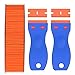 Winfred 2 Pcs Grattoirs + 100 Pcs Lames, Verre Grattoir Vitrocéramique Plaque en Plastique pour Nettoyer Colle, peinture, Autocollants