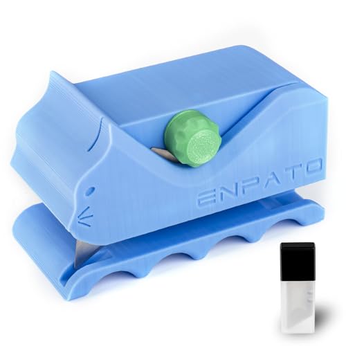 Enpato Cardboard Cutter for Cat Scratchers with 10pcs Blade 3D Printed Card Board Cutter Kids DIY Cat Scratchers Cardboard Strip Tool Machine for Cat Lovers (Light Blue)
