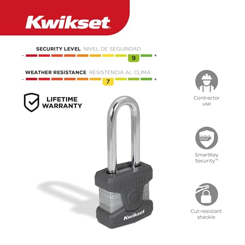 Kwikset SmartKey Re-Keyable Laminated Steel Padlock, 4-Pack, Silver - image 2