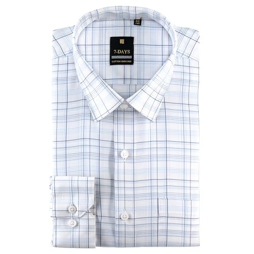 Image of 7-DAYS Men's Premium Checks Formal Shirt - Cotton Rich, Regular Fit, Full Sleeve, with Pocket, Wrinkle Resistant - Stylish Office & Everyday Wear.