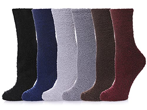 Womens Soft Cute Funny Animal Designe Microfiber Slipper Socks Cozy Fuzzy Winter Warm Socks, 6 Pairs Solid Color E, OEN SIZE