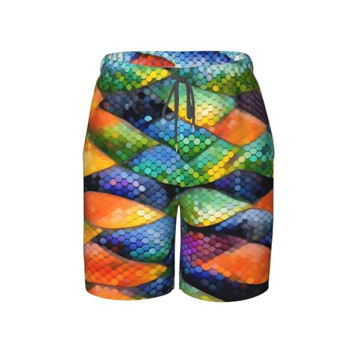 Rainbow Fish Scale Youth Beach Pants, Soft and Breathable, with Drawstring Waist, Suitable for Sports and Leisure.