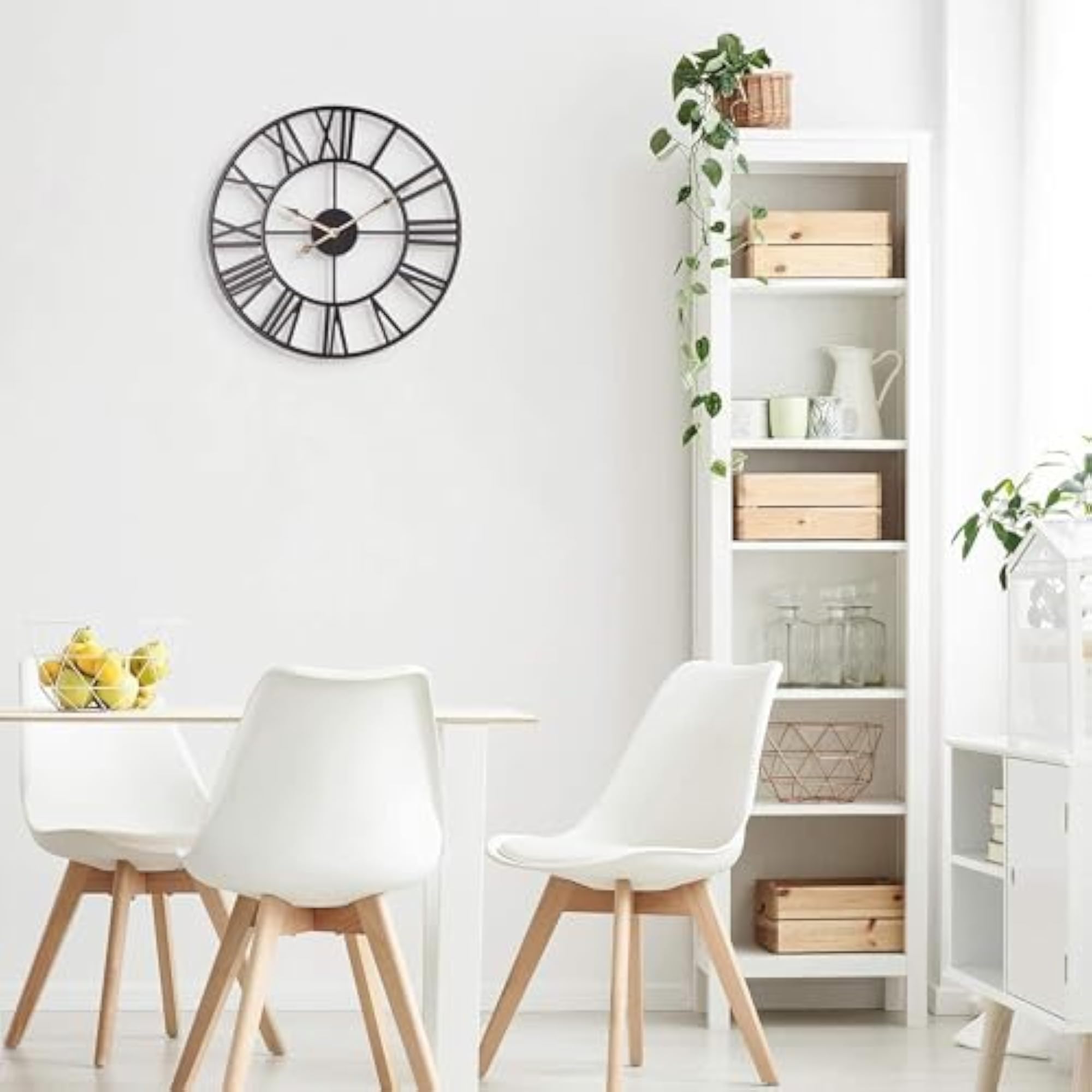 Large Metal Wall Clock with Roman Numerals