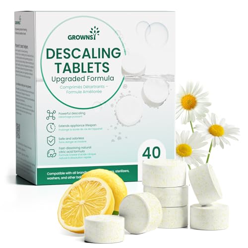 Descaling Tablets 40 Count, Plant-Based Formula Powerful Limescale Removal for Bottle Washer, Bottle Sterilizer and Bottle Warmer