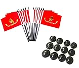 Box of 12 United States Military Service Miniature Desk & Table Flags Includes 12 Flag Stands & 12...