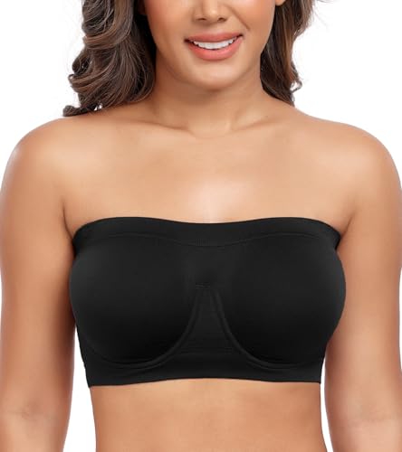 Image of DotVol Women's Underwire Bralette Non Padded Bandeau Tube Top Multiway Bra | Unpadding,Seamless,Non-Slip,Multiway