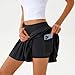 XHKKV Women Pleated Tennis Skirts with Pocket Skirts High Waisted Flowy Athletic Skirts Black