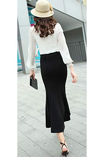 ebossy Women's Bodycon Stretchy High Waist Party OL Fishtail Mermaid Long Skirt4