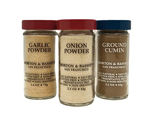 Morton & Bassett, Garlic Powder, Onion Powder, Ground Cumin Bundle #TOP30