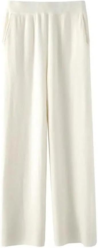 Fulbant Women Drape High Waist Wide Leg Pants Casual Loose Knit Straight Leg Pants Lace-Up Solid Trousers