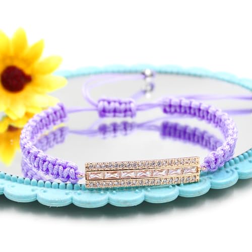 Image of Hand-woven String and Tennis Zircon Bracelet, Stylish Retro Adjustable Bracelet BFF Cubic Zirconia Crystal Women's Love Friendship Jewelry