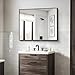 BONEWEI Bathroom Mirror,30x36 inch Wall Mirror for Bathroom Wall Mounted Black Rectangle Square Corner Mirrors, Black Bathroom Mirror for Living Room, Farmhouse, Bedroom Entryway, Horizontal/Vertical