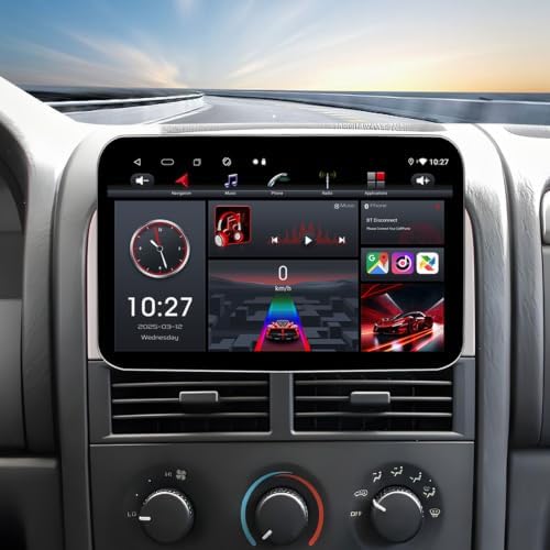 4+64G 10 Inch Rotatable Car Radio for Jeep Liberty 2002-2007 with Carplay & Android Auto, QLED 1280x720 Touch Screen Car Stereo with Bluetooth GPS Navigation WiFi FM Radio and Backup Camera
