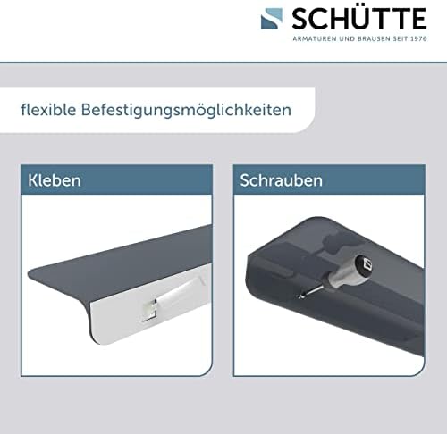 SCHÜTTE 10501 Shower Shelf Self-Adhesive Shower Shelf No Drilling Bathroom Shelf Anthracite Bathroom Shelf for Gluing Wall Shelf Bathroom Shelf for Bathroom