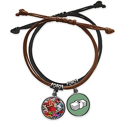 Cadena de cuero para dinero con diseño de cráneo colorido para festivales